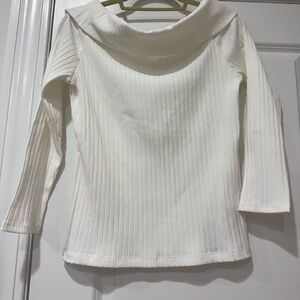 Vince Cream Ribbed Knit Top